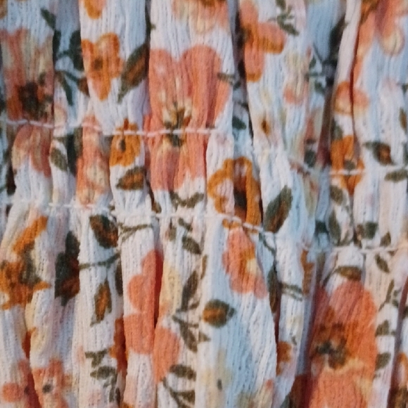 Little Lass Orange and Blue Blouse with Ruffle Detail - Picture 7 of 10